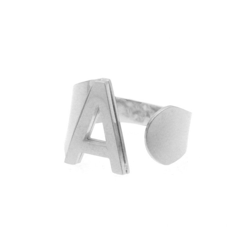 Anello con lettera a donna acciaio