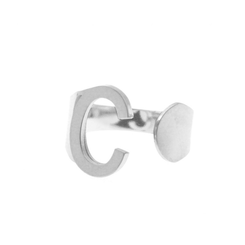 Anello con lettera c donna acciaio