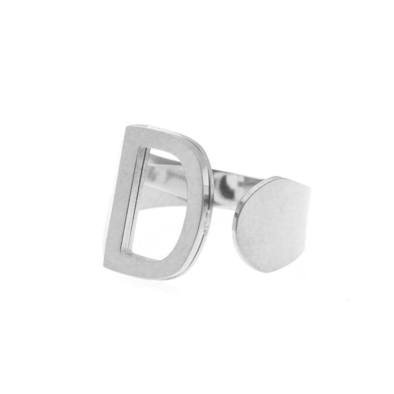 Anello con lettera d donna acciaio