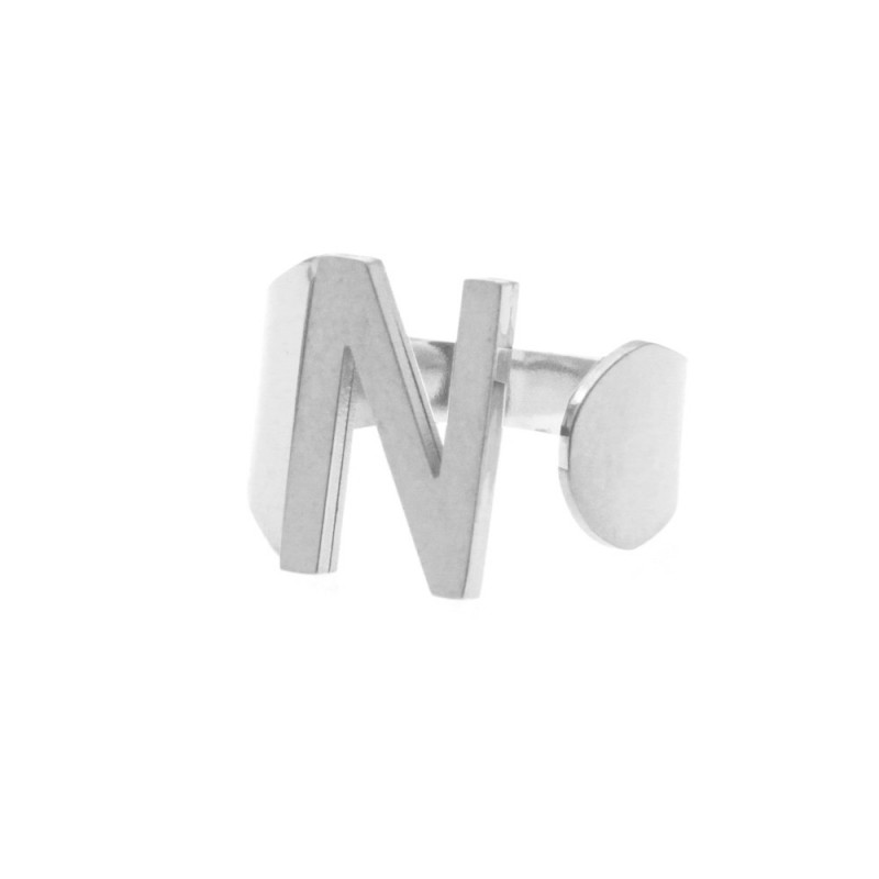 Anello con lettera n donna acciaio