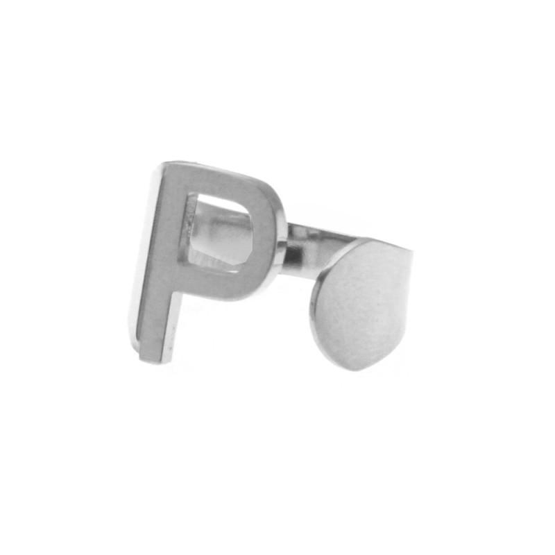Anello con lettera p donna acciaio