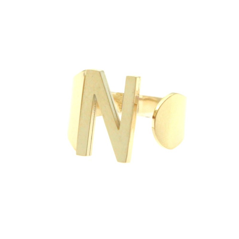 Anello con lettera n donna acciaio