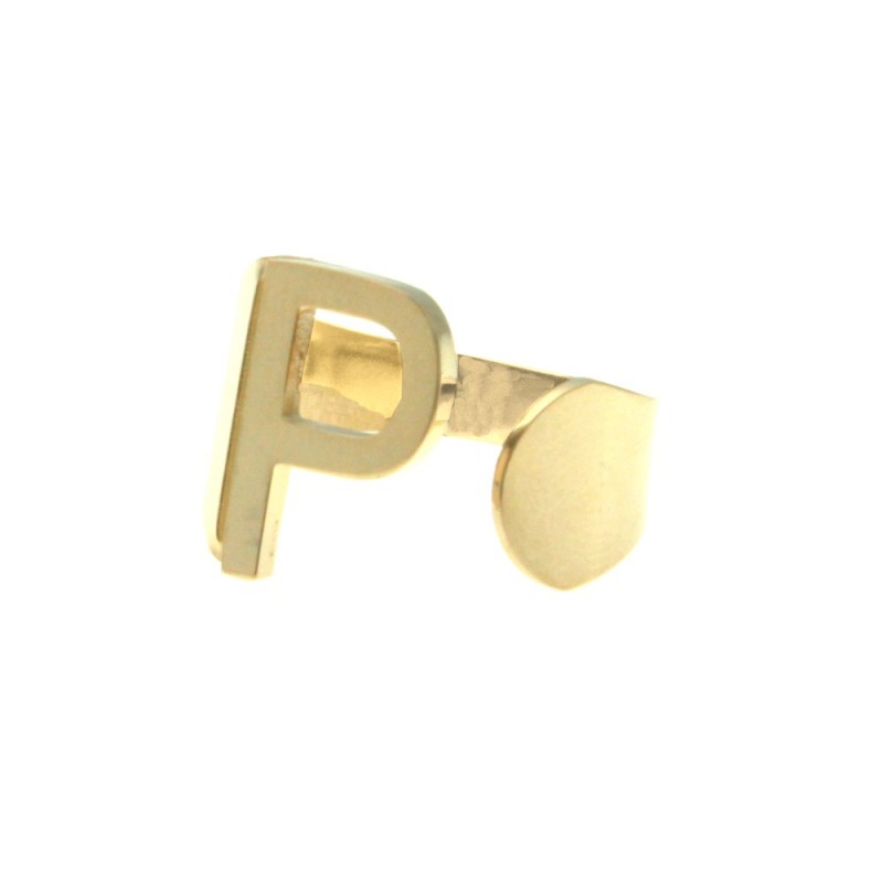 Anello con lettera p donna acciaio