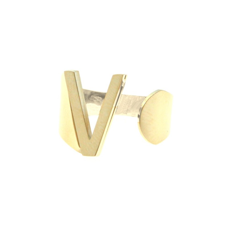 Anello con lettera v donna acciaio