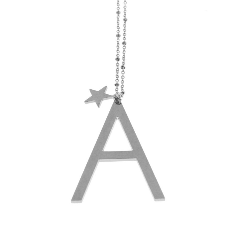 Collana con lettera a iniziale donna acciaio