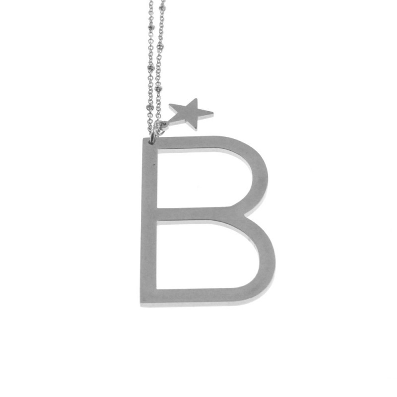 Collana con lettera b iniziale donna acciaio