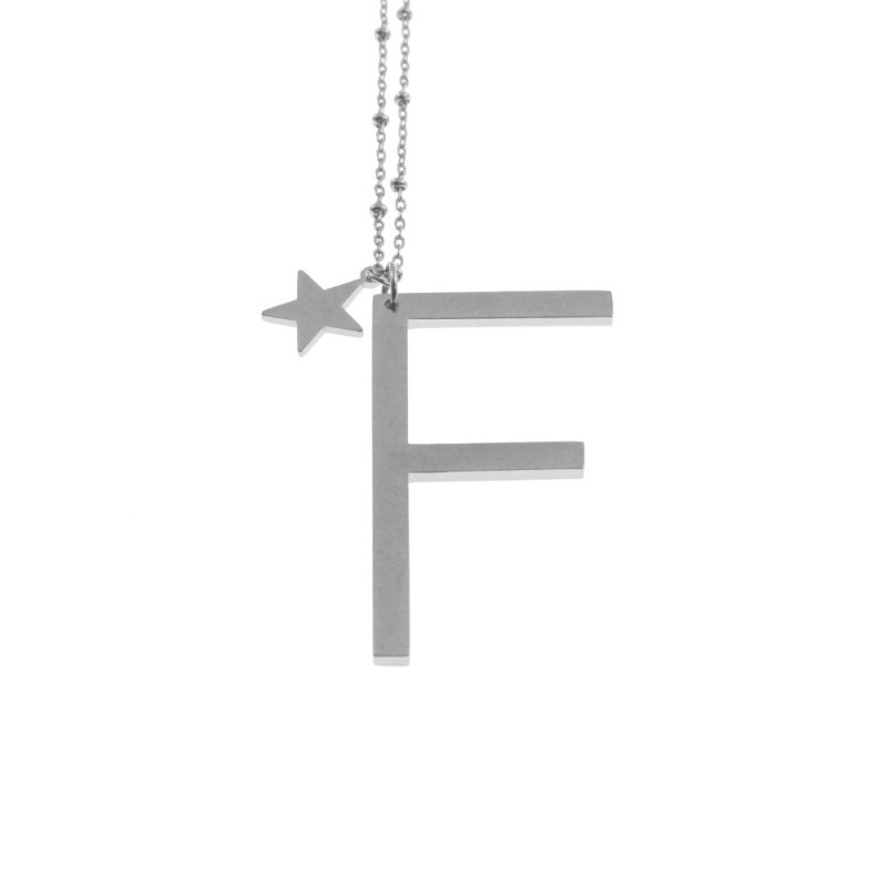 Collana con lettera f iniziale donna acciaio