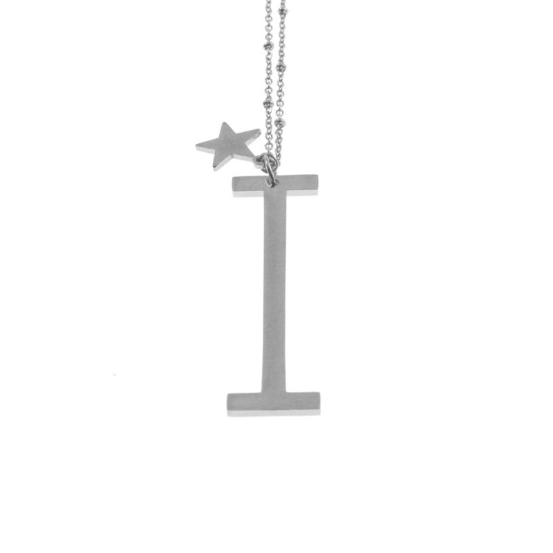 Collana con lettera i iniziale donna acciaio