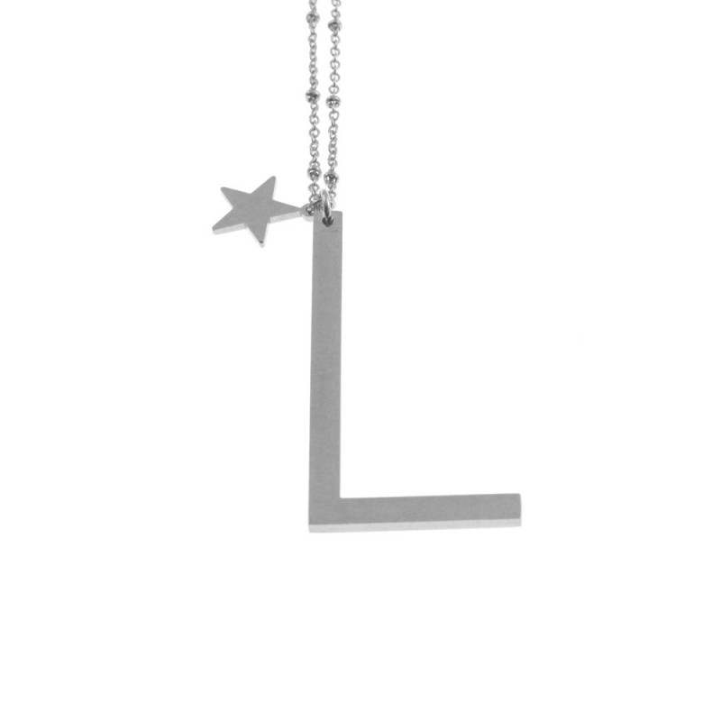 Collana con lettera l iniziale donna acciaio