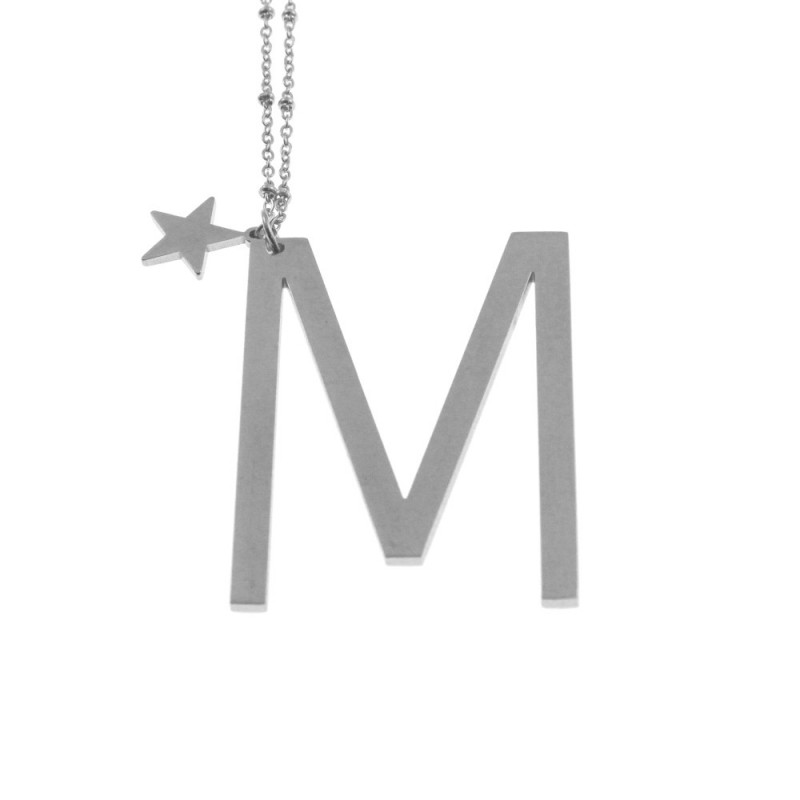 Collana con lettera m iniziale donna acciaio