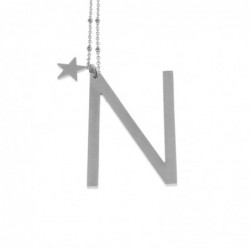 Collana con lettera n iniziale donna acciaio