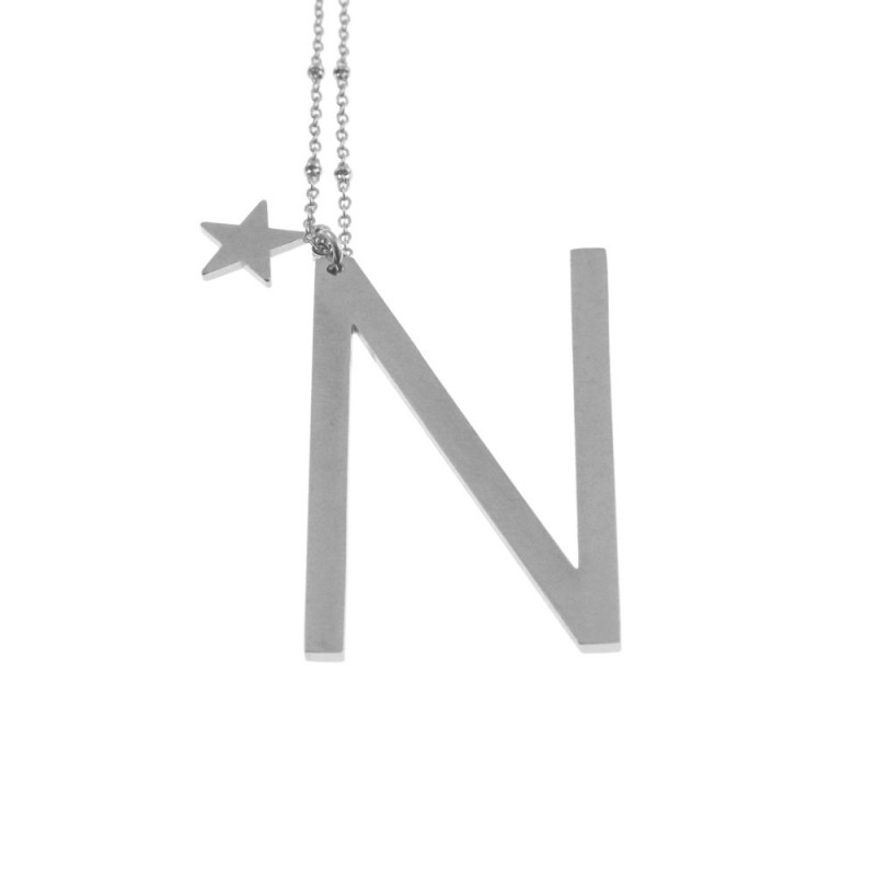 Collana con lettera n iniziale donna acciaio