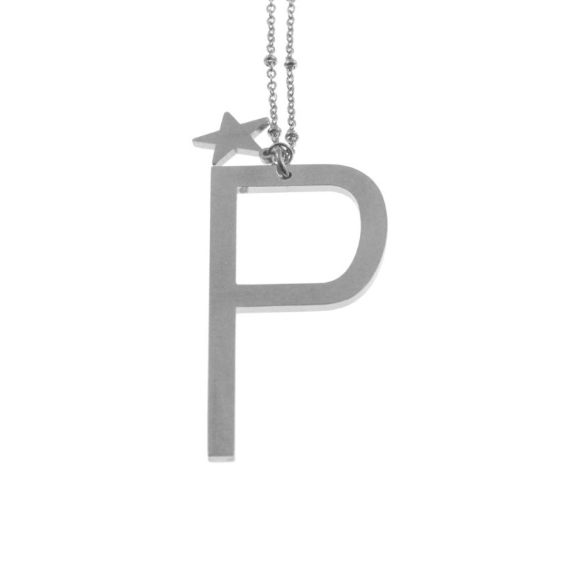 Collana con lettera p iniziale donna acciaio