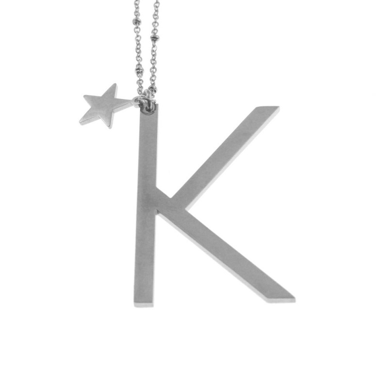 Collana con lettera k iniziale donna acciaio