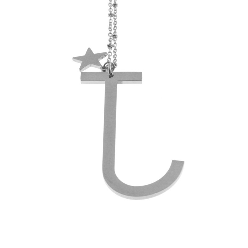 Collana con lettera j iniziale donna acciaio