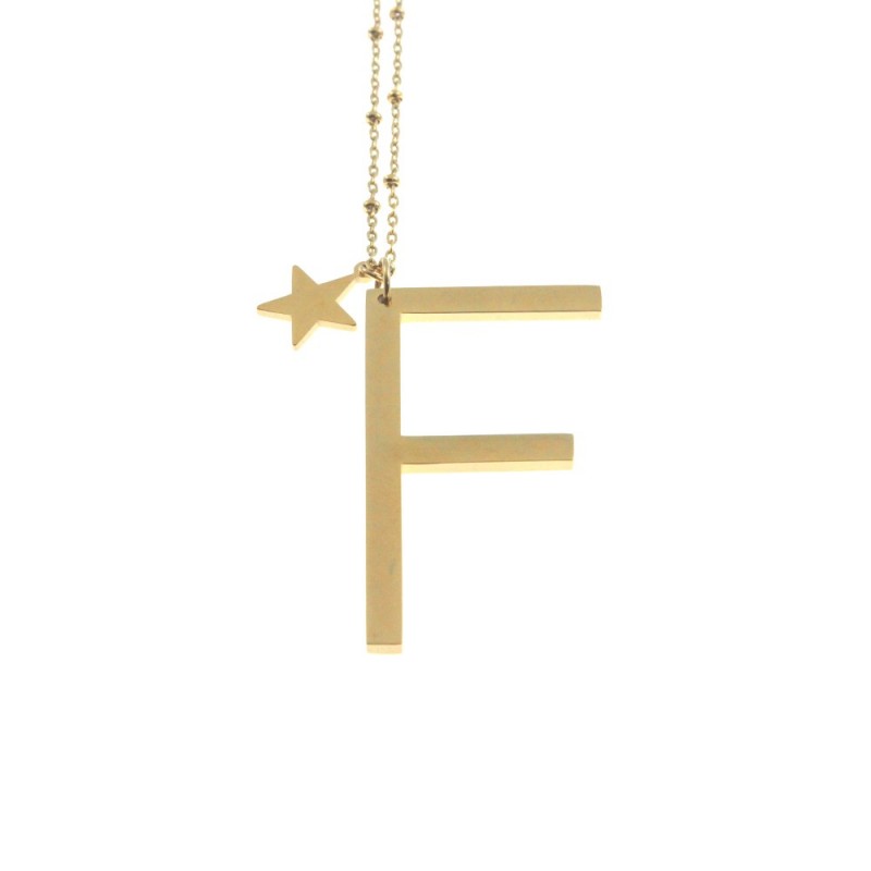 Collana con lettera f iniziale donna acciaio