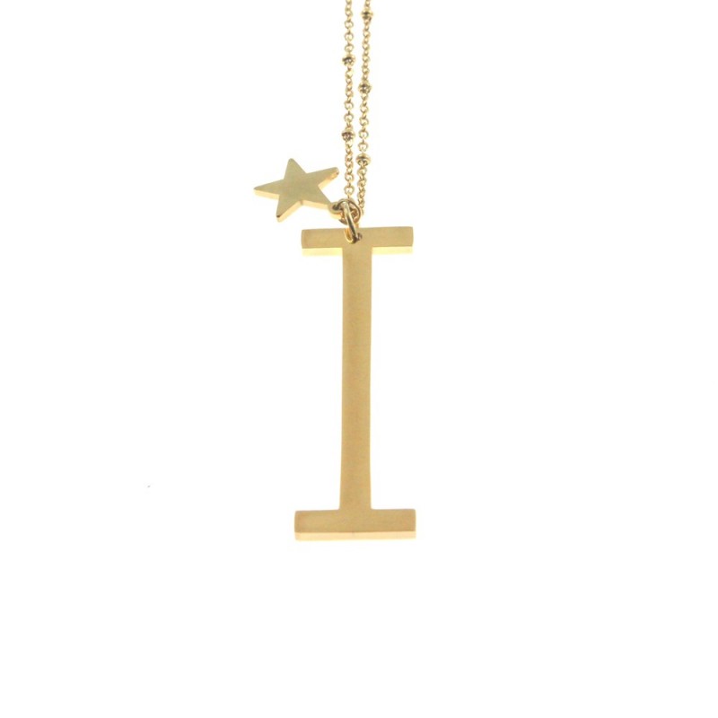 Collana con lettera i iniziale donna acciaio
