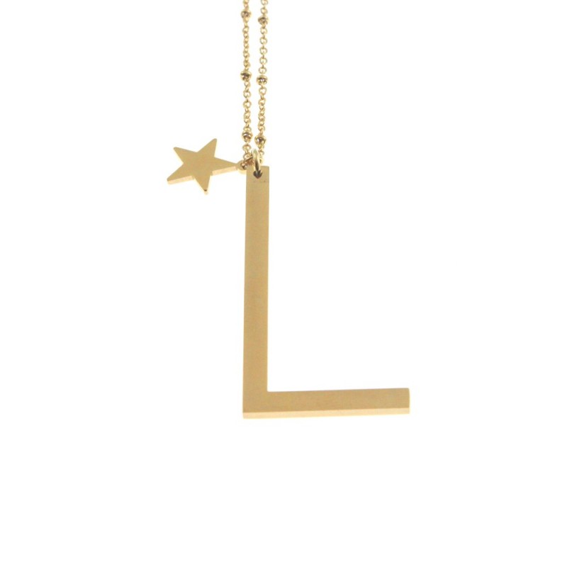 Collana con lettera l iniziale donna acciaio