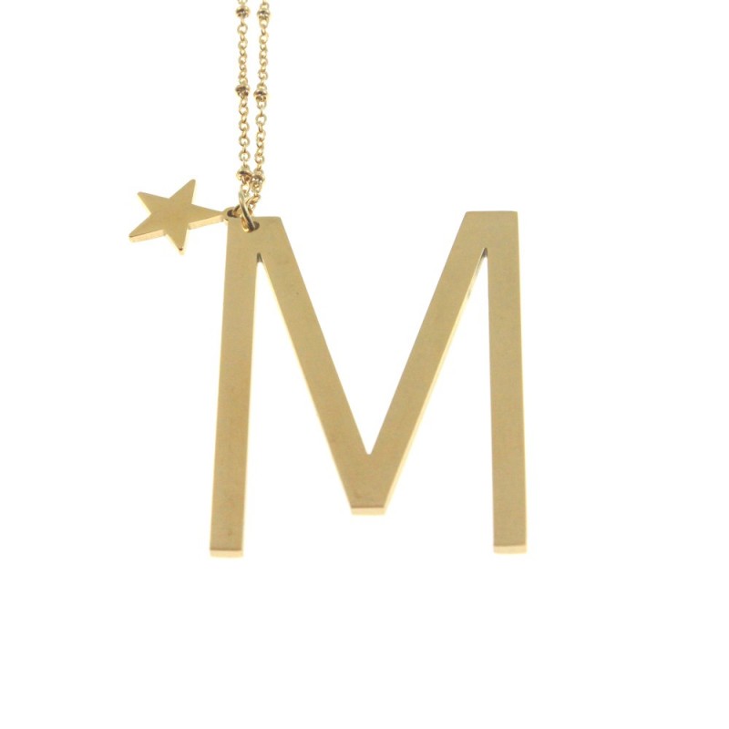 Collana con lettera m iniziale donna acciaio