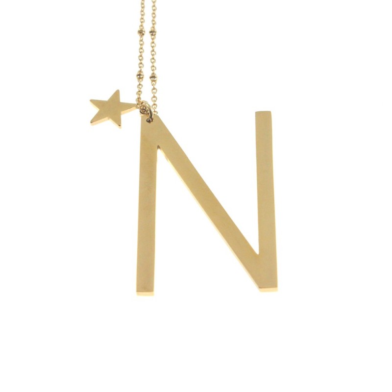 Collana con lettera n iniziale donna acciaio