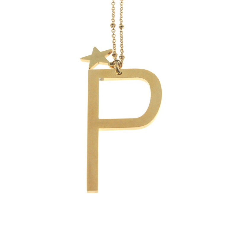 Collana con lettera p iniziale donna acciaio