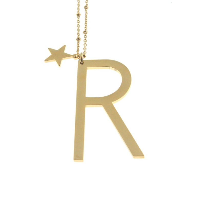 Collana con lettera r iniziale donna acciaio