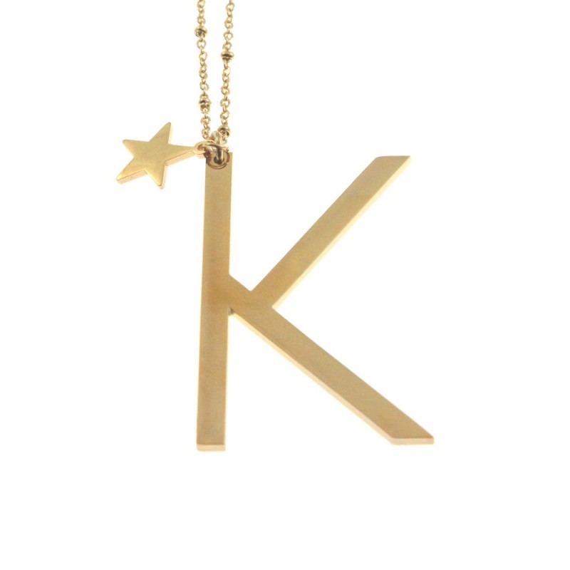 Collana con lettera k iniziale donna acciaio