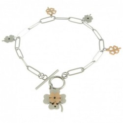 Bracciale con quadrifoglio donna acciaio