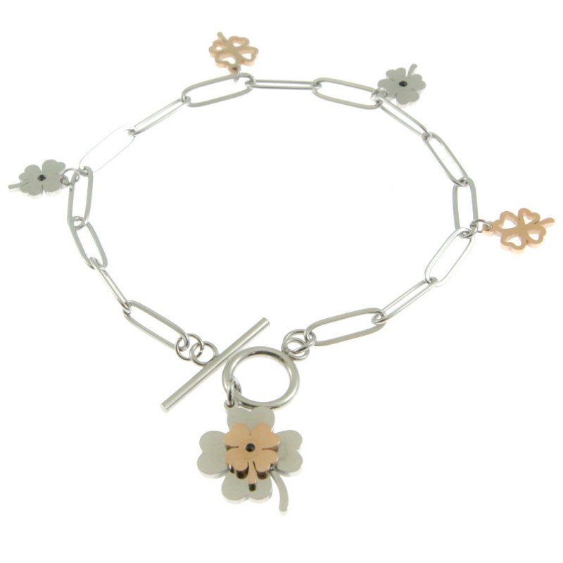 Bracciale con quadrifoglio donna acciaio