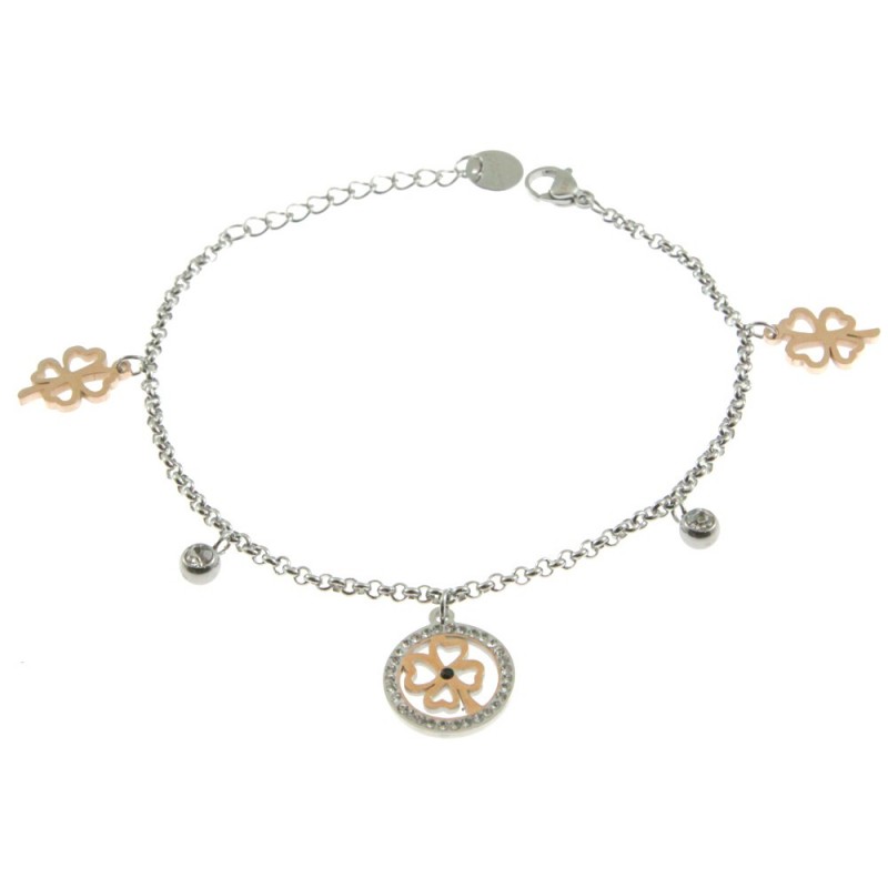 Bracciale con quadrifoglio donna acciaio