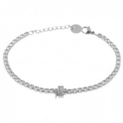 bracciale tennis donna acciaio con quadrifoglio