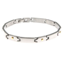 bracciale uomo imperniato in acciaio e oro