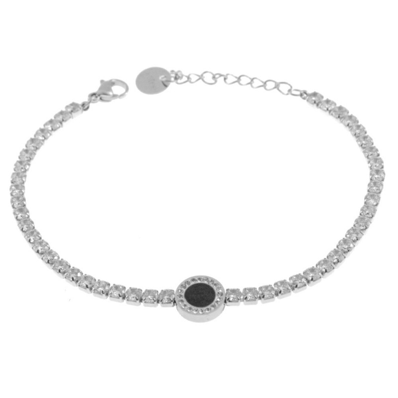 bracciale tennis donna acciaio con elemento tondo