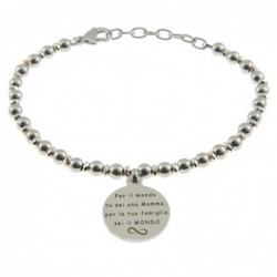 bracciale mamma comìn frase in acciaio