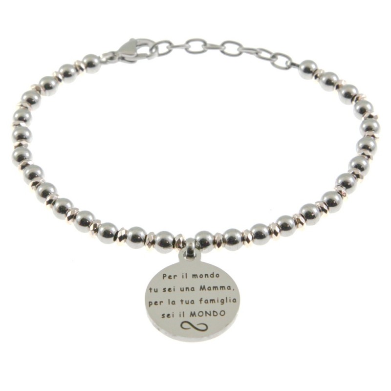 bracciale mamma comìn frase in acciaio