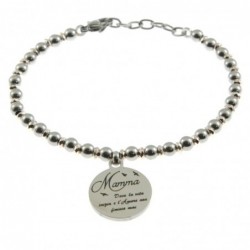bracciale mamma comìn frase in acciaio