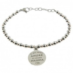 bracciale mamma comìn frase in acciaio