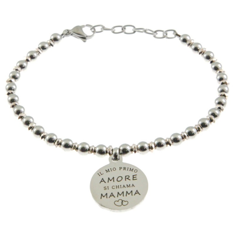 bracciale mamma comìn frase in acciaio