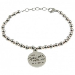bracciale mamma comìn frase in acciaio
