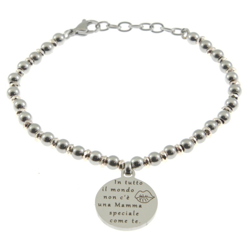 bracciale mamma comìn frase in acciaio