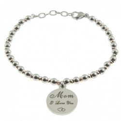 bracciale mamma comìn frase in acciaio