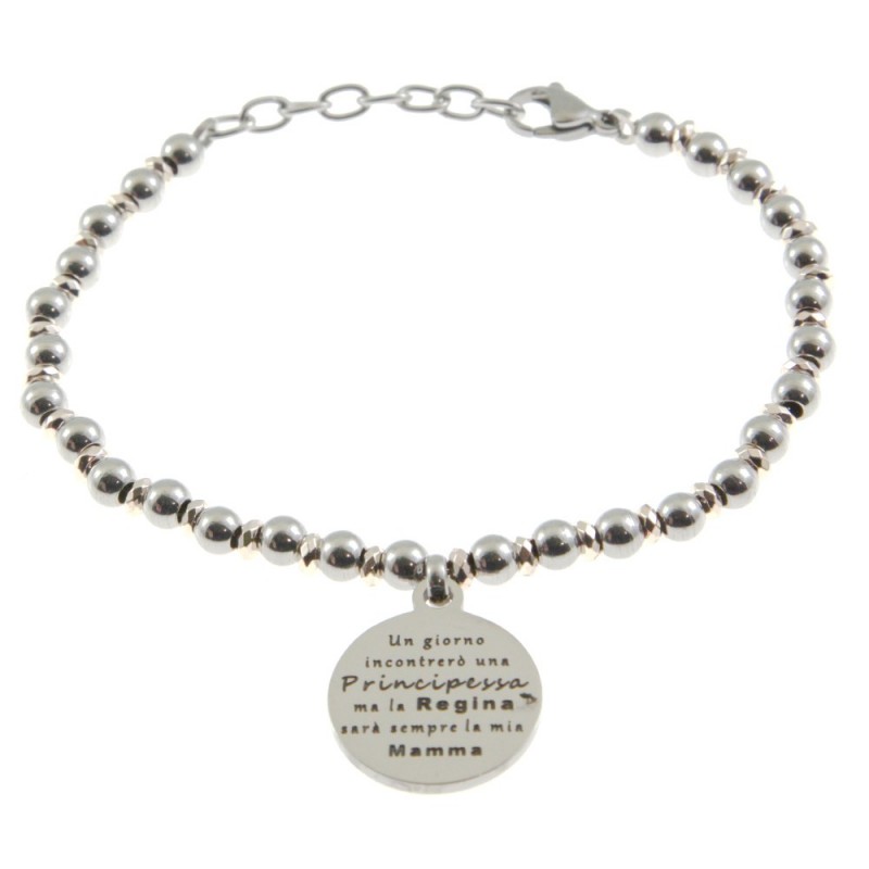 bracciale mamma comìn frase in acciaio