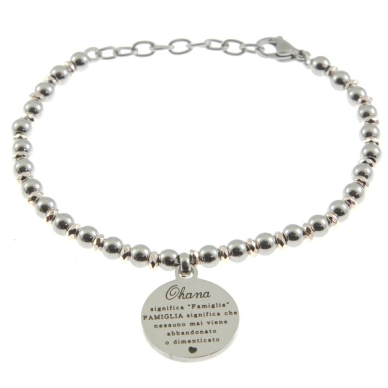 bracciale mamma comìn frase in acciaio