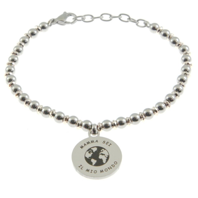 bracciale mamma comìn frase in acciaio