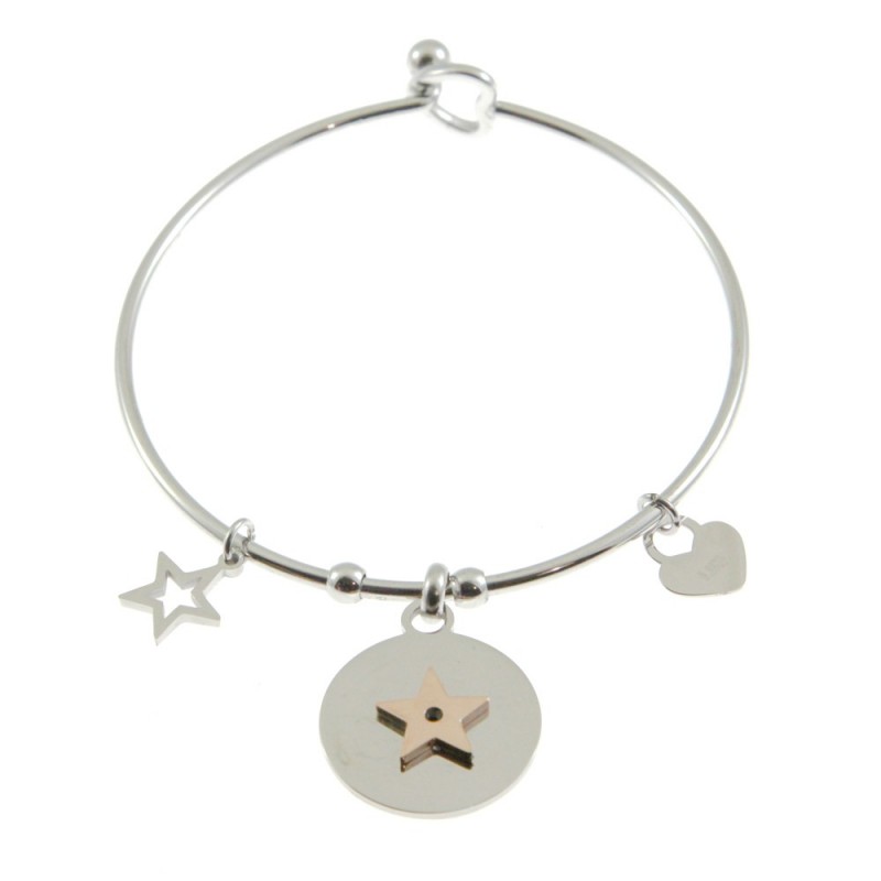 bracciale con stella donna rigido acciaio
