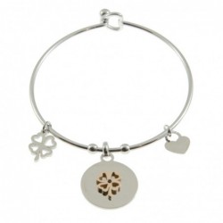 bracciale quadrifoglio donna rigido acciaio