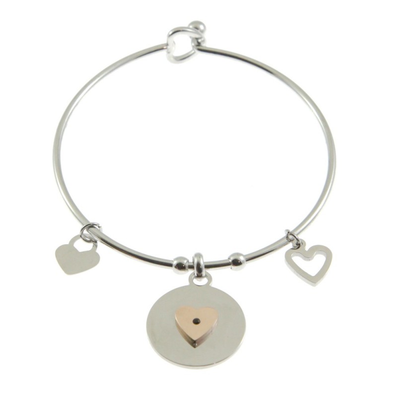 bracciale con cuore donna rigido acciaio