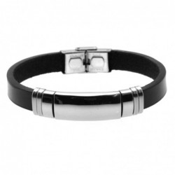bracciale pelle uomo con piastra da incidere acciaio