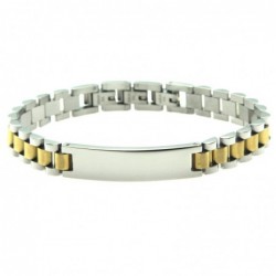 bracciale uomo president con piastra da incidere acciaio