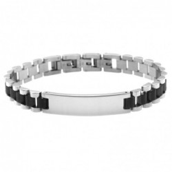 bracciale uomo president con piastra da incidere acciaio